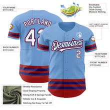 Load image into Gallery viewer, Custom Light Blue Royal-Red Line Authentic Baseball Jersey