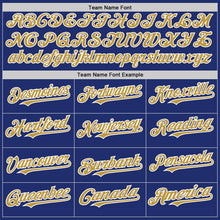 Load image into Gallery viewer, Custom Royal Old Gold-White Line Authentic Baseball Jersey