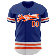 Load image into Gallery viewer, Custom Royal Orange-White Line Authentic Baseball Jersey