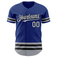Load image into Gallery viewer, Custom Royal Gray-Black Line Authentic Baseball Jersey