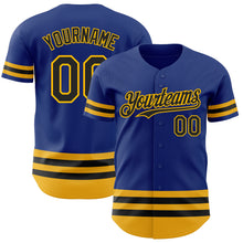 Загрузить изображение в средство просмотра галереи, Custom Royal Black-Gold Line Authentic Baseball Jersey