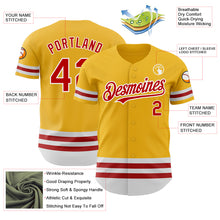 Load image into Gallery viewer, Custom Gold Red-White Line Authentic Baseball Jersey
