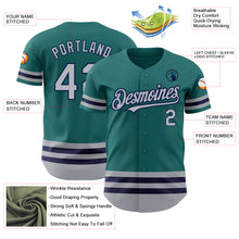 Charger l'image dans la galerie, Custom Teal Gray-Navy Line Authentic Baseball Jersey