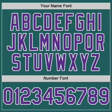 Load image into Gallery viewer, Custom Teal Purple-White Line Authentic Baseball Jersey
