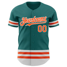 Charger l'image dans la galerie, Custom Teal Orange-White Line Authentic Baseball Jersey