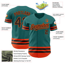 Charger l'image dans la galerie, Custom Teal Black-Orange Line Authentic Baseball Jersey