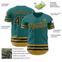 Charger l'image dans la galerie, Custom Teal Black-Old Gold Line Authentic Baseball Jersey