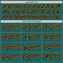 Charger l'image dans la galerie, Custom Teal Black-Old Gold Line Authentic Baseball Jersey