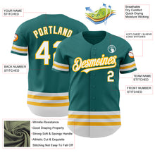 Charger l'image dans la galerie, Custom Teal White-Gold Line Authentic Baseball Jersey