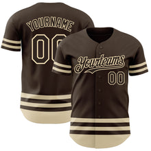 Load image into Gallery viewer, Custom Brown Cream Line Authentic Baseball Jersey