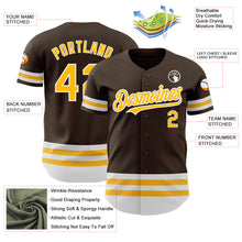 Load image into Gallery viewer, Custom Brown Gold-White Line Authentic Baseball Jersey