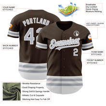 Load image into Gallery viewer, Custom Brown Gray-White Line Authentic Baseball Jersey
