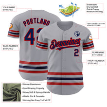 Load image into Gallery viewer, Custom Gray Navy-Red Line Authentic Baseball Jersey