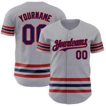 Load image into Gallery viewer, Custom Gray Navy-Red Line Authentic Baseball Jersey