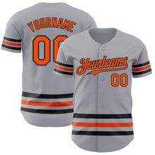 Load image into Gallery viewer, Custom Gray Orange-Black Line Authentic Baseball Jersey