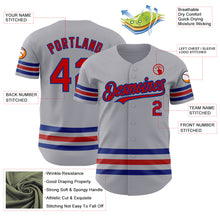 Load image into Gallery viewer, Custom Gray Red-Royal Line Authentic Baseball Jersey