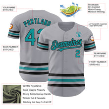 Load image into Gallery viewer, Custom Gray Teal-Black Line Authentic Baseball Jersey