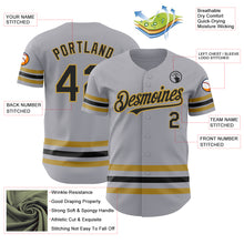 Load image into Gallery viewer, Custom Gray Black-Old Gold Line Authentic Baseball Jersey