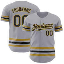 Load image into Gallery viewer, Custom Gray Black-Old Gold Line Authentic Baseball Jersey