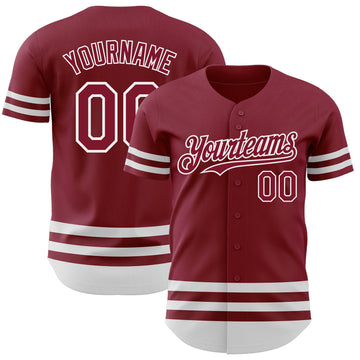 Custom Crimson White Line Authentic Baseball Jersey