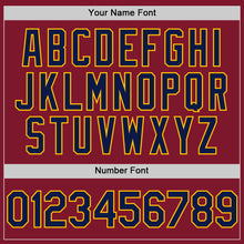 Load image into Gallery viewer, Custom Crimson Navy-Gold Line Authentic Baseball Jersey