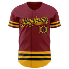 Load image into Gallery viewer, Custom Crimson Black-Gold Line Authentic Baseball Jersey