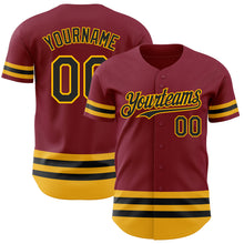 Load image into Gallery viewer, Custom Crimson Black-Gold Line Authentic Baseball Jersey
