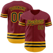 Load image into Gallery viewer, Custom Crimson Black-Gold Line Authentic Baseball Jersey