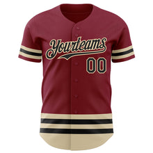 Load image into Gallery viewer, Custom Crimson Black-Cream Line Authentic Baseball Jersey