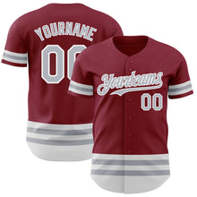 Load image into Gallery viewer, Custom Crimson Gray-White Line Authentic Baseball Jersey
