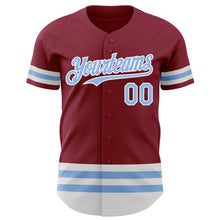 Load image into Gallery viewer, Custom Crimson Light Blue-White Line Authentic Baseball Jersey

