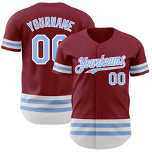 Load image into Gallery viewer, Custom Crimson Light Blue-White Line Authentic Baseball Jersey
