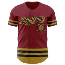 Load image into Gallery viewer, Custom Crimson Black-Old Gold Line Authentic Baseball Jersey
