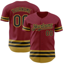 Load image into Gallery viewer, Custom Crimson Black-Old Gold Line Authentic Baseball Jersey