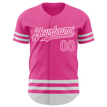Load image into Gallery viewer, Custom Pink White Line Authentic Baseball Jersey