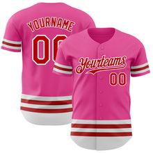Load image into Gallery viewer, Custom Pink Red-White Line Authentic Baseball Jersey