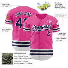 Load image into Gallery viewer, Custom Pink Navy-White Line Authentic Baseball Jersey