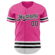 Load image into Gallery viewer, Custom Pink Black-White Line Authentic Baseball Jersey
