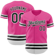 Load image into Gallery viewer, Custom Pink Black-White Line Authentic Baseball Jersey