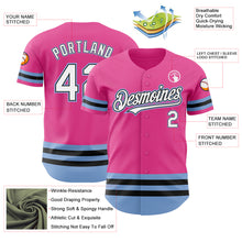 Load image into Gallery viewer, Custom Pink Black-Light Blue Line Authentic Baseball Jersey