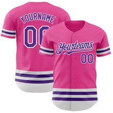 Load image into Gallery viewer, Custom Pink Purple-White Line Authentic Baseball Jersey