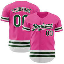 Load image into Gallery viewer, Custom Pink Green-White Line Authentic Baseball Jersey