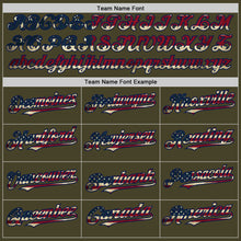 Загрузить изображение в средство просмотра галереи, Custom Olive Vintage USA Flag Navy-Cream Line Authentic Salute To Service Baseball Jersey