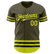 Загрузить изображение в средство просмотра галереи, Custom Olive Neon Yellow-Black Line Authentic Salute To Service Baseball Jersey