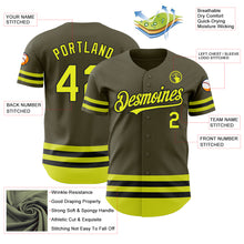 Загрузить изображение в средство просмотра галереи, Custom Olive Neon Yellow-Black Line Authentic Salute To Service Baseball Jersey