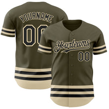 Load image into Gallery viewer, Custom Olive Black-Cream Line Authentic Salute To Service Baseball Jersey