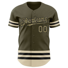 Load image into Gallery viewer, Custom Olive Camo Black-Cream Line Authentic Salute To Service Baseball Jersey