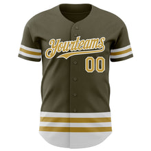 Load image into Gallery viewer, Custom Olive Old Gold-White Line Authentic Salute To Service Baseball Jersey