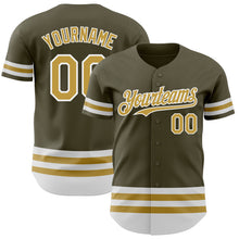 Load image into Gallery viewer, Custom Olive Old Gold-White Line Authentic Salute To Service Baseball Jersey
