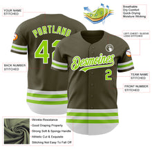 Load image into Gallery viewer, Custom Olive Neon Green-White Line Authentic Salute To Service Baseball Jersey